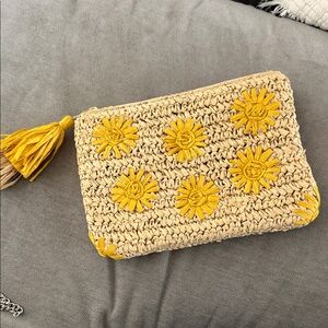 Handcrafted Beige and Yellow Crochet Clutch